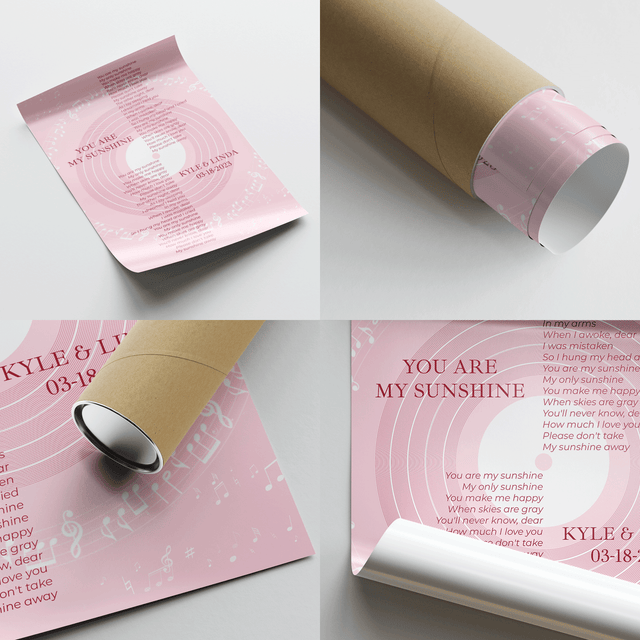 Pastel Pink Vinyl Record Framed Art Print, Personalized Song Lyrics