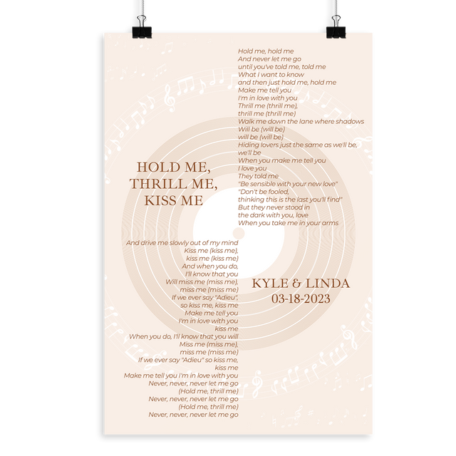 Pastel Sand Minimalist Vinyl Record, Custom Song Lyrics Framed Art Print