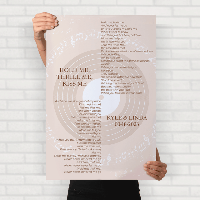 Pastel Sand Minimalist Vinyl Record, Custom Song Lyrics Framed Art Print