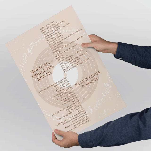 Pastel Sand Minimalist Vinyl Record, Custom Song Lyrics Framed Art Print