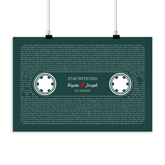 Forest Green Retro Cassette Tape Design, Personalized Song Lyrics Framed Art Print