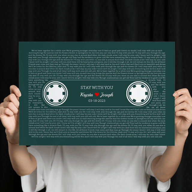 Forest Green Retro Cassette Tape Design, Personalized Song Lyrics Framed Art Print