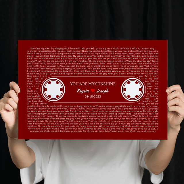 Maroon Retro Cassette Tape Design, Personalized Song Lyrics Framed Art Print