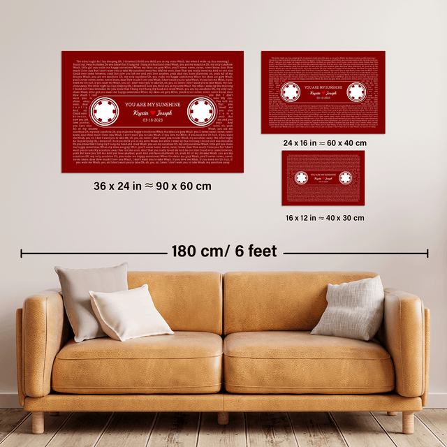 Maroon Retro Cassette Tape Design, Personalized Song Lyrics Framed Art Print