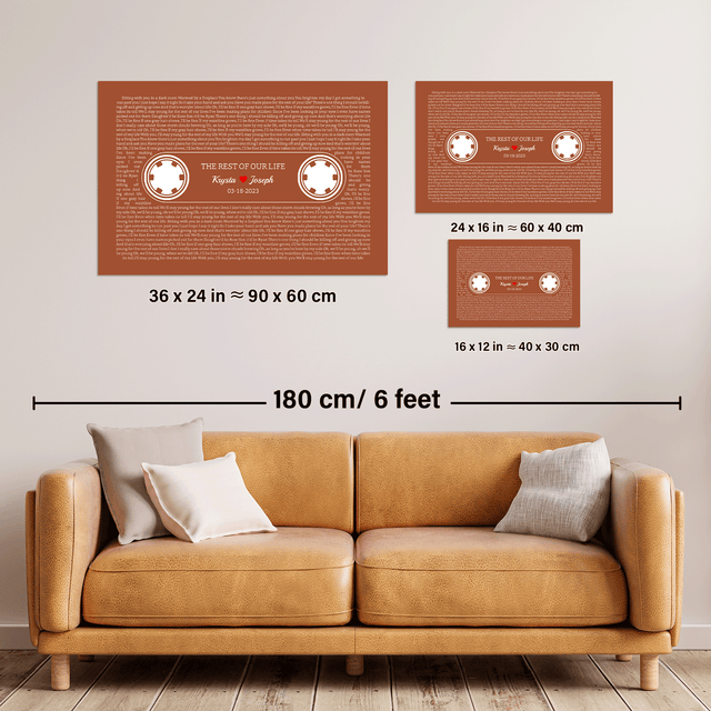 Orange Retro Cassette Tape, Personalized Song Lyrics Framed Art Print