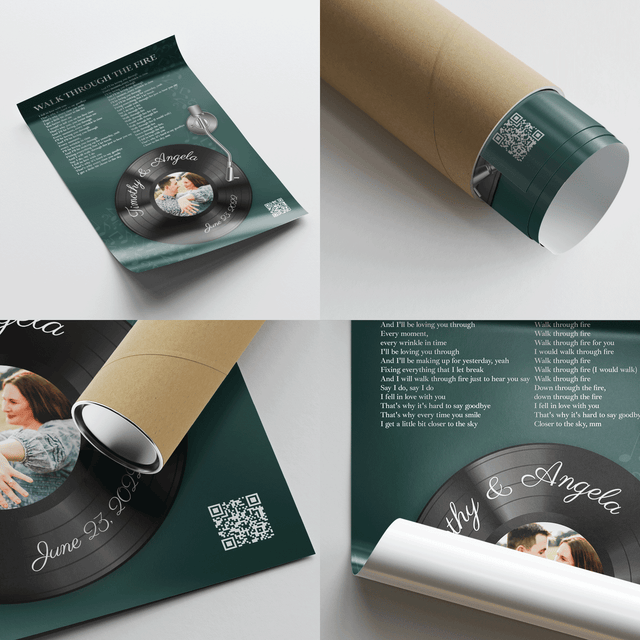 Personalized Song Lyrics Frame Art Print, Forest Green Vinyl Record Lyrics