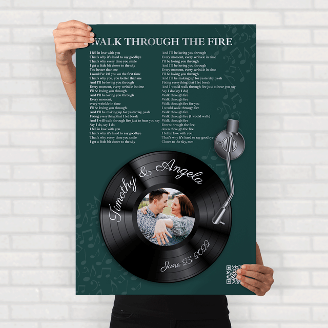 Personalized Song Lyrics Frame Art Print, Forest Green Vinyl Record Lyrics