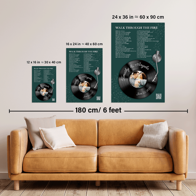 Personalized Song Lyrics Frame Art Print, Forest Green Vinyl Record Lyrics