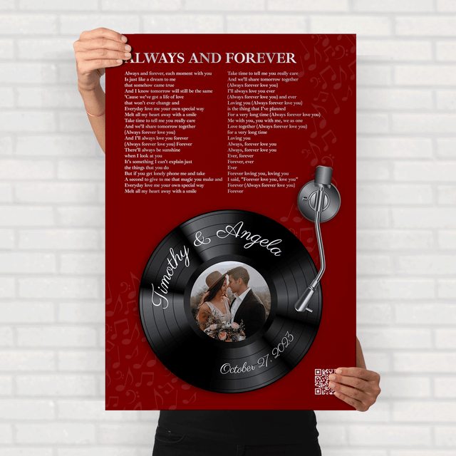 Personalized Vinyl Record Lyrics, Antique Maroon Framed Art Print