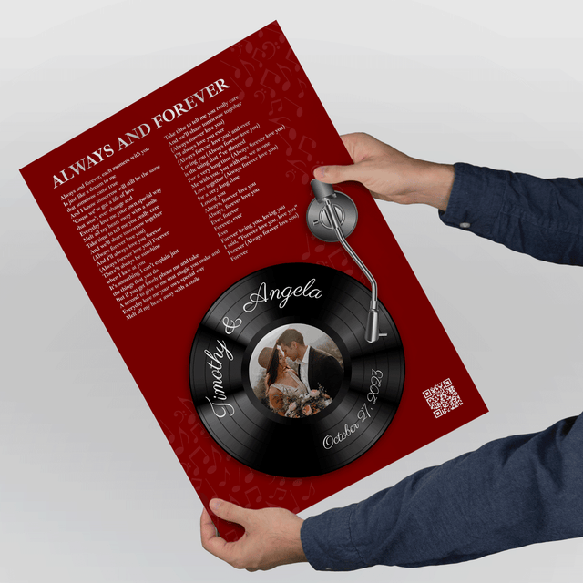 Personalized Vinyl Record Lyrics, Antique Maroon Framed Art Print