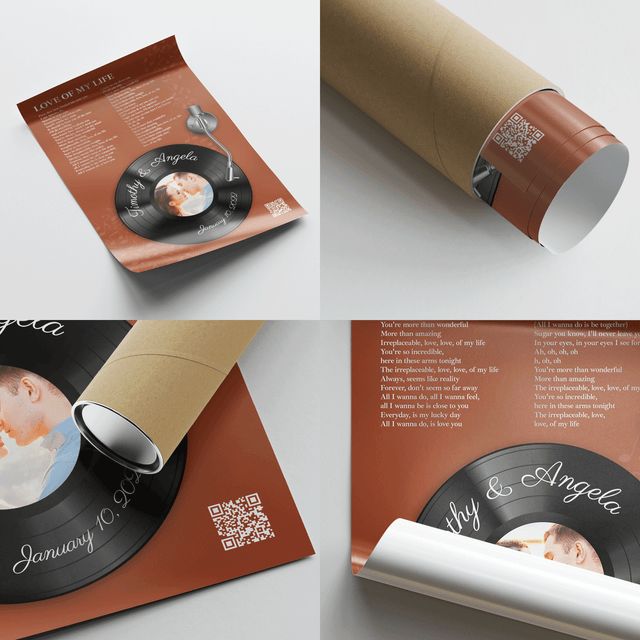 Rusti Orange Vinyl Record Lyrics Framed Art Print, Custom Song & Name