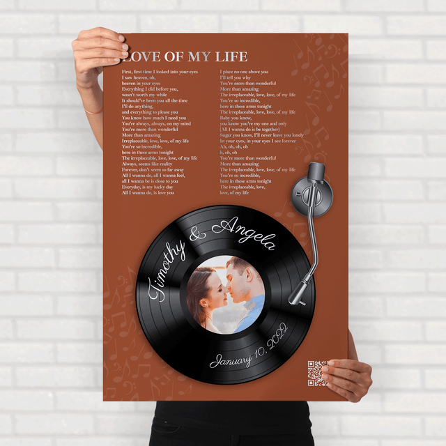 Rusti Orange Vinyl Record Lyrics Framed Art Print, Custom Song & Name