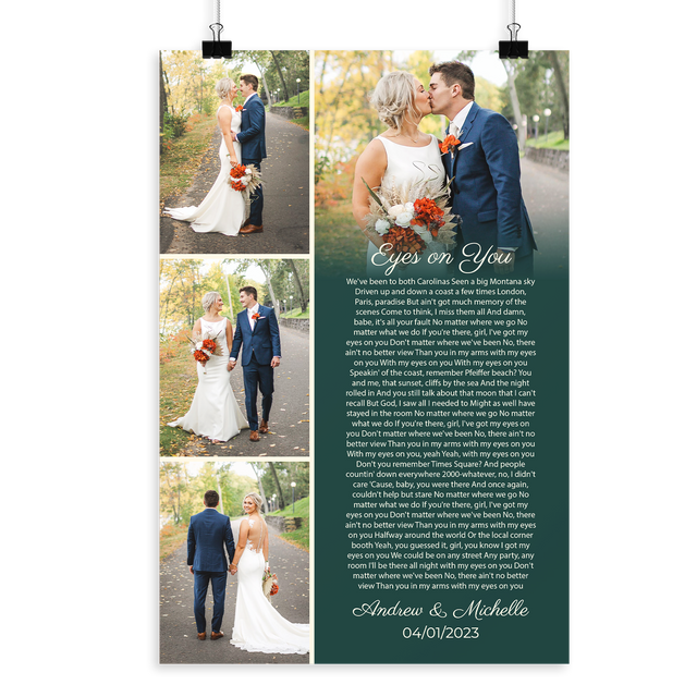 Custom Photo Collage Framed Art Print, Personalized Song Lyrics & Name