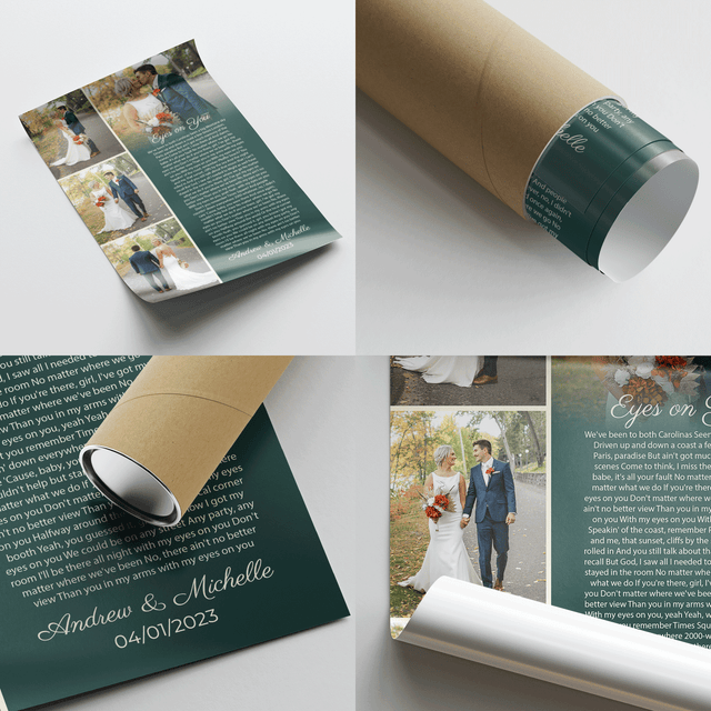 Custom Photo Collage Framed Art Print, Personalized Song Lyrics & Name