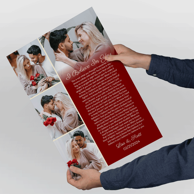 Custom Photo Collage Framed Art Print, Vintage Style with Song Lyrics