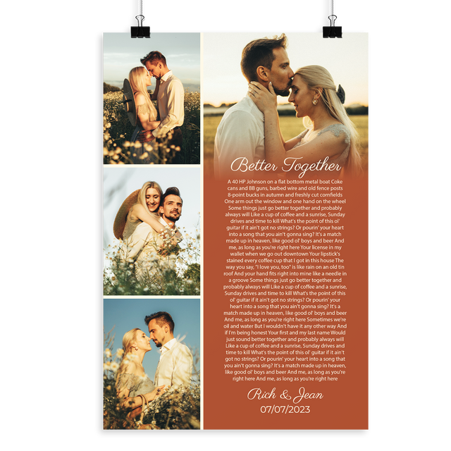 Customized Song Lyrics And Photo Framed Art Print