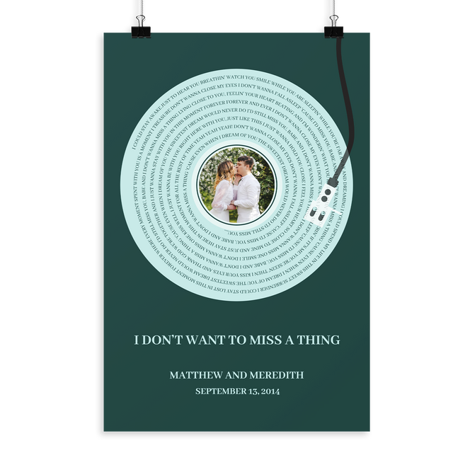 Personalized Song Lyrics Framed Art Print, Vinyl Record Style