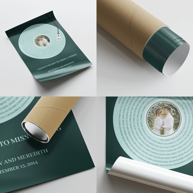 Personalized Song Lyrics Framed Art Print, Vinyl Record Style