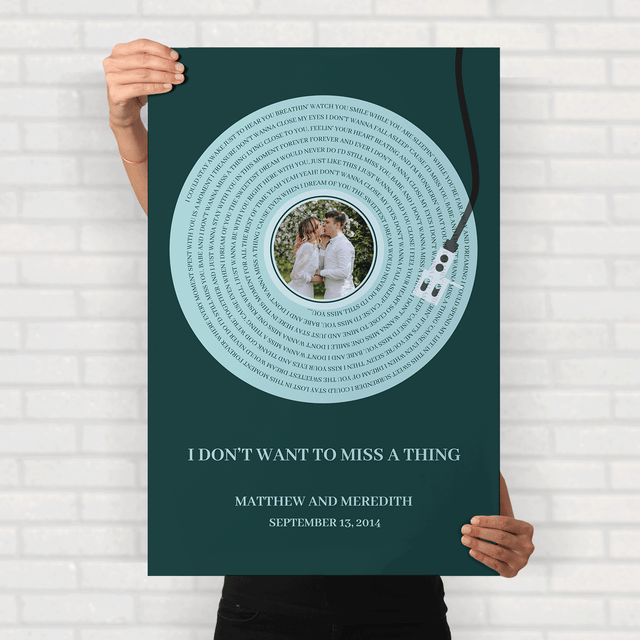 Personalized Song Lyrics Framed Art Print, Vinyl Record Style