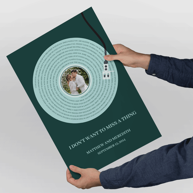 Personalized Song Lyrics Framed Art Print, Vinyl Record Style