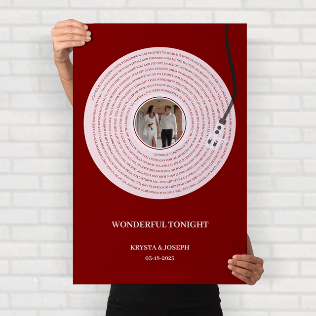 Personalized Song Lyrics & Name, Vinyl Record Framed Art Print