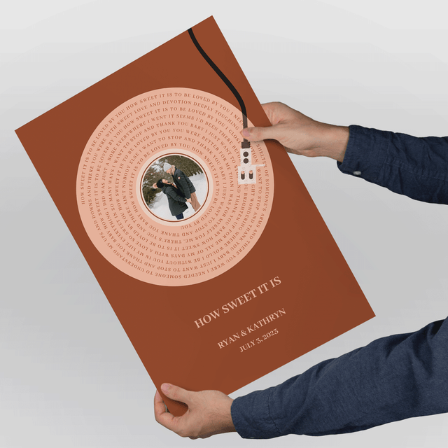 Personalized Song Lyrics Framed Art Print, Rusty Orange Vinyl Record Lyrics