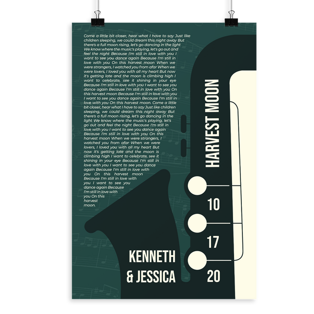 Custom Song Lyrics & Name, Vintage Green Saxophone Design Framed Art Print