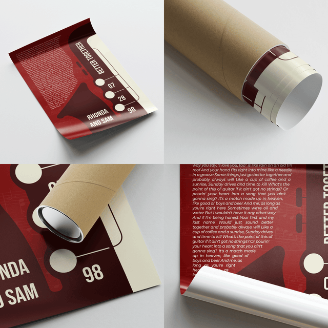 Maroon Saxophone Design Framed Art Print, Custom Song Lyrics