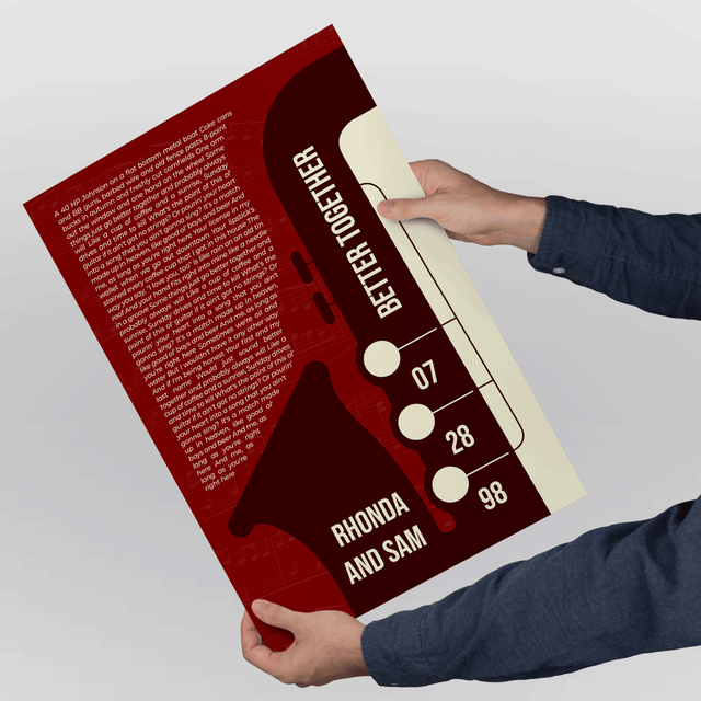 Maroon Saxophone Design Framed Art Print, Custom Song Lyrics