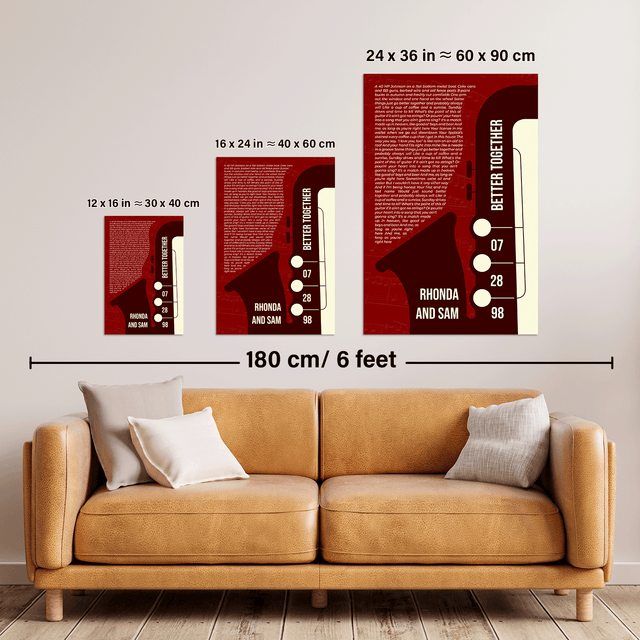 Maroon Saxophone Design Framed Art Print, Custom Song Lyrics