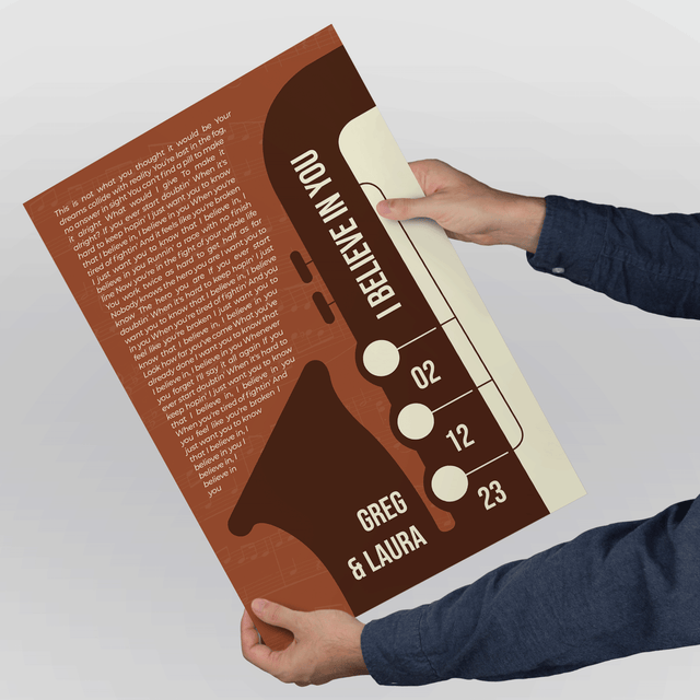 Vintage Orange Saxophone Design Framed Art Print, Custom Song Lyrics