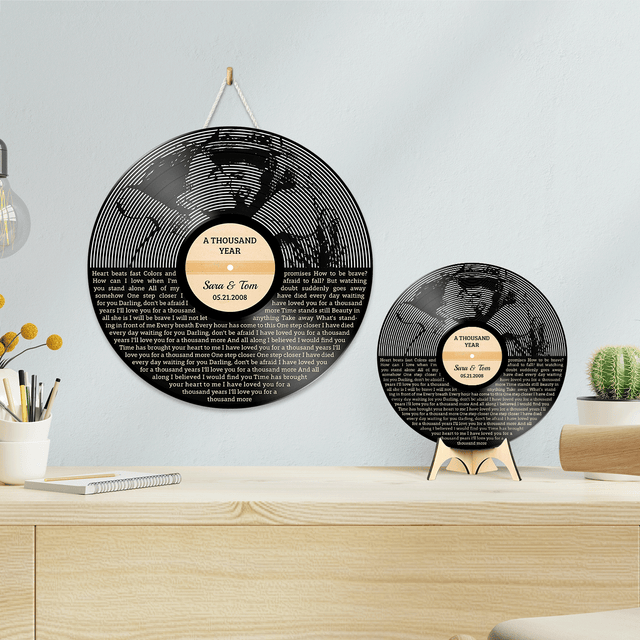 Custom Song Lyrics, Portrait From Photo, Painting Art, Customizable Song Name And Text Round Wood Sign