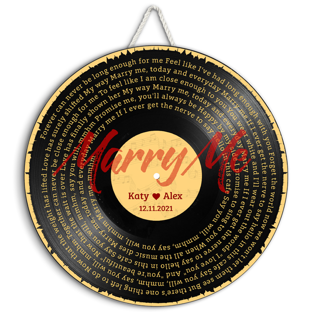 Custom Song Lyrics, Vinyl Record Art, Customizable Song Name And Text Round Wood Sign, Gift For Anniversary