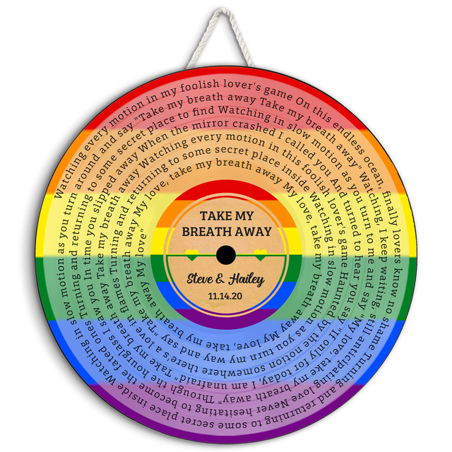Custom Song Lyrics, Vinyl Record Art, Gift For LGBT, Customizable Song Name And Text Round Wood Sign