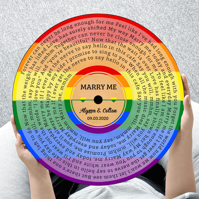 Custom Song Lyrics, Vinyl Record Art, Gift For LGBT, Customizable Song Name And Text Round Wood Sign