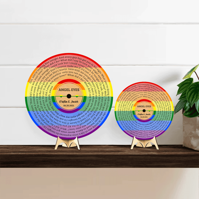 Custom Song Lyrics, Vinyl Record Art, Gift For LGBT, Customizable Song Name And Text Round Wood Sign