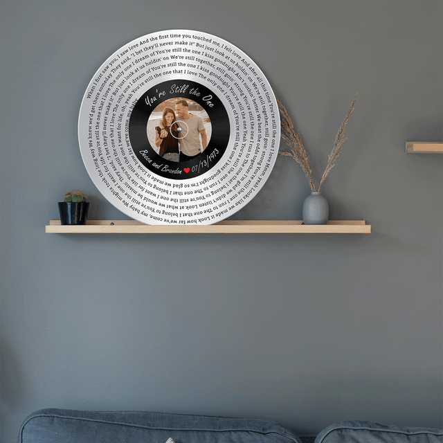 Custom Song Lyrics, Vinyl Record Art, Upload Photo, Customizable Song Name And Text Round Wood Sign