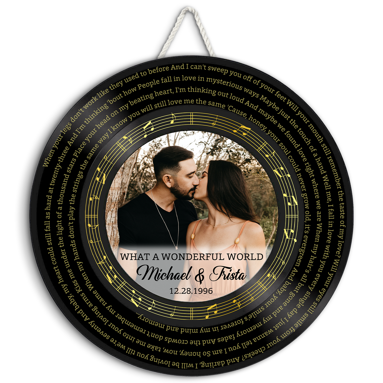 Custom Round Sign, Customizable Song Lyrics, Photo And Text, Vinyl Record