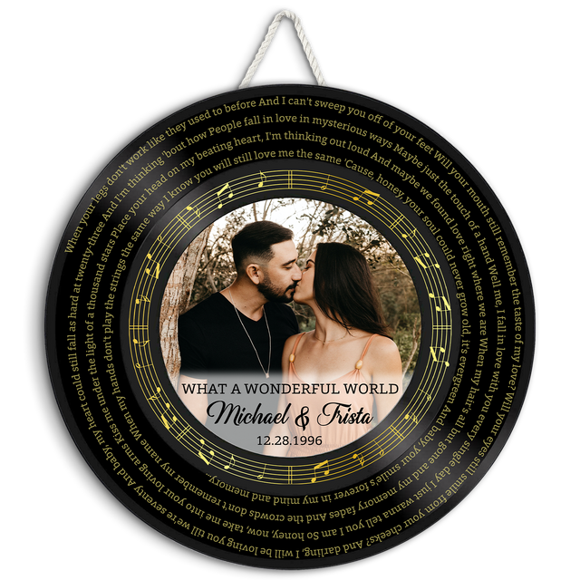 Custom Round Sign, Customizable Song Lyrics, Photo And Text, Vinyl Record