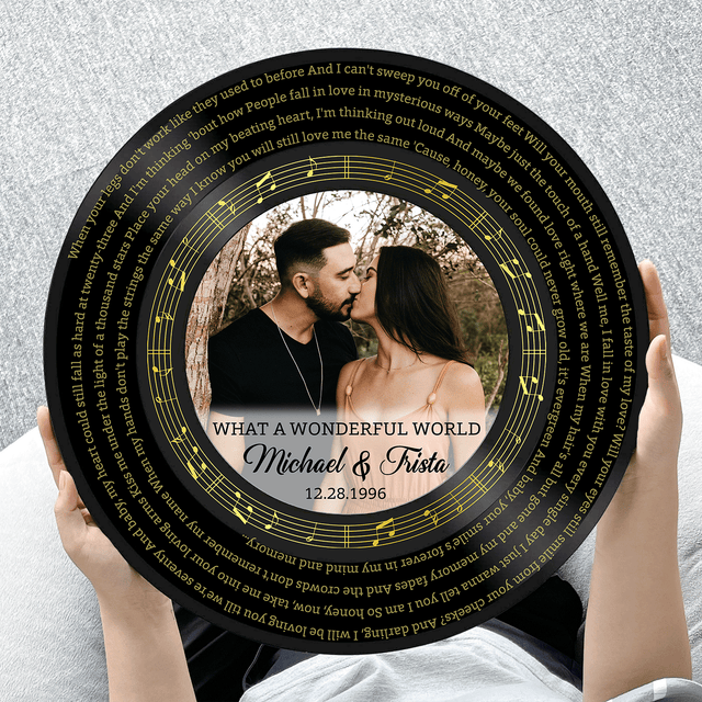 Custom Round Sign, Customizable Song Lyrics, Photo And Text, Vinyl Record