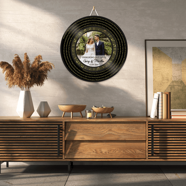 Custom Round Sign, Customizable Song Lyrics, Photo And Text, Vinyl Record