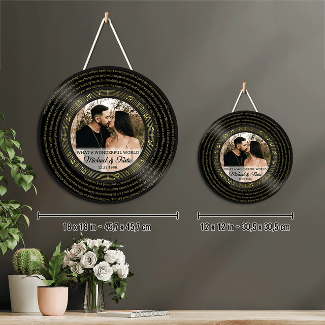 Custom Round Sign, Customizable Song Lyrics, Photo And Text, Vinyl Record