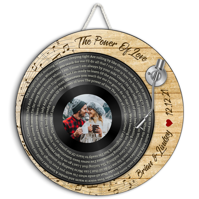 Custom Round Sign, Customizable Song Lyrics, Photo And Text, Vinyl Record Player