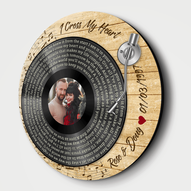 Custom Round Sign, Customizable Song Lyrics, Photo And Text, Vinyl Record Player