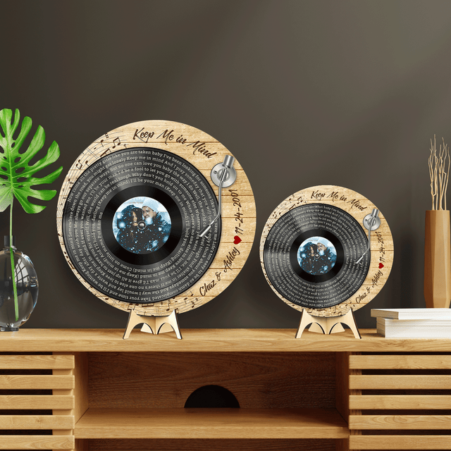 Custom Round Sign, Customizable Song Lyrics, Photo And Text, Vinyl Record Player
