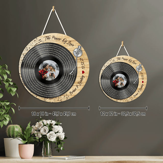 Custom Round Sign, Customizable Song Lyrics, Photo And Text, Vinyl Record Player