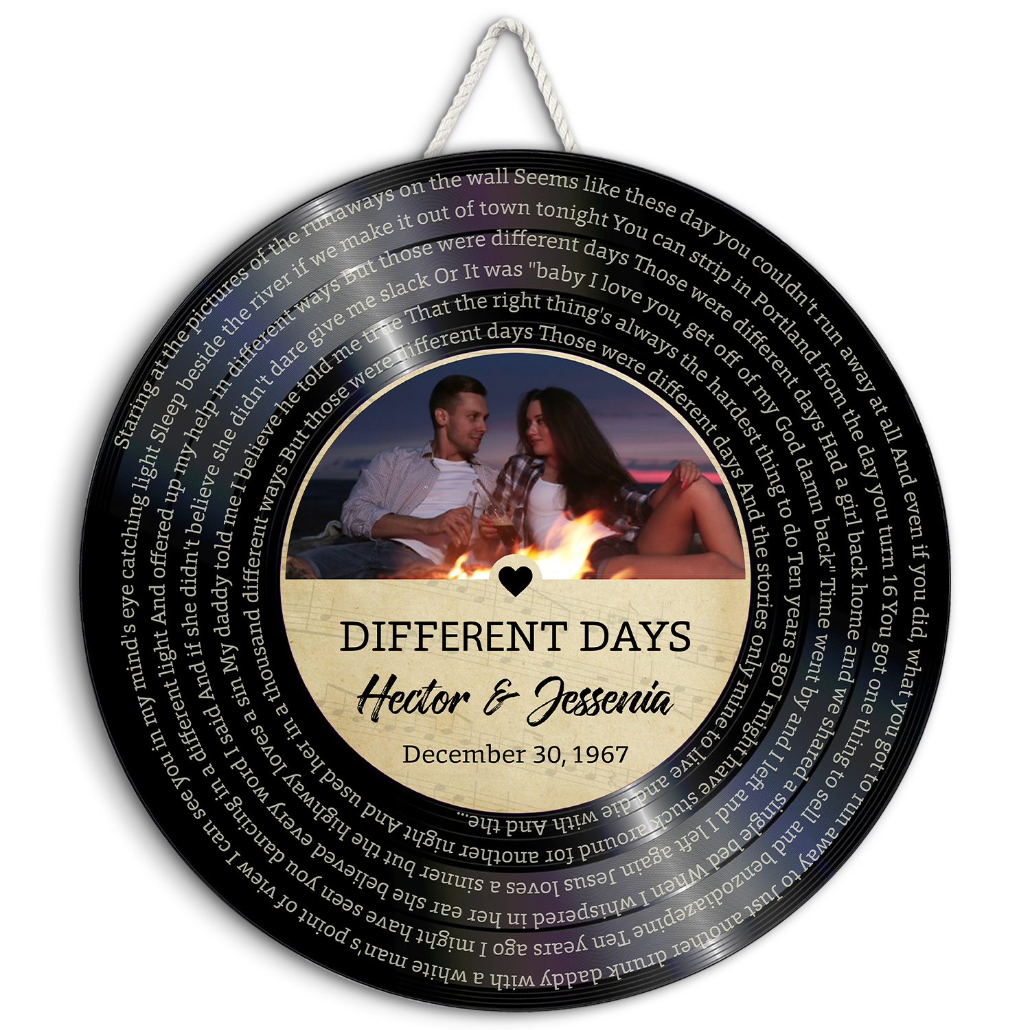 Custom Round Sign, Customizable Song Lyrics, Photo And Text, Vinyl Record, Gift For Couple
