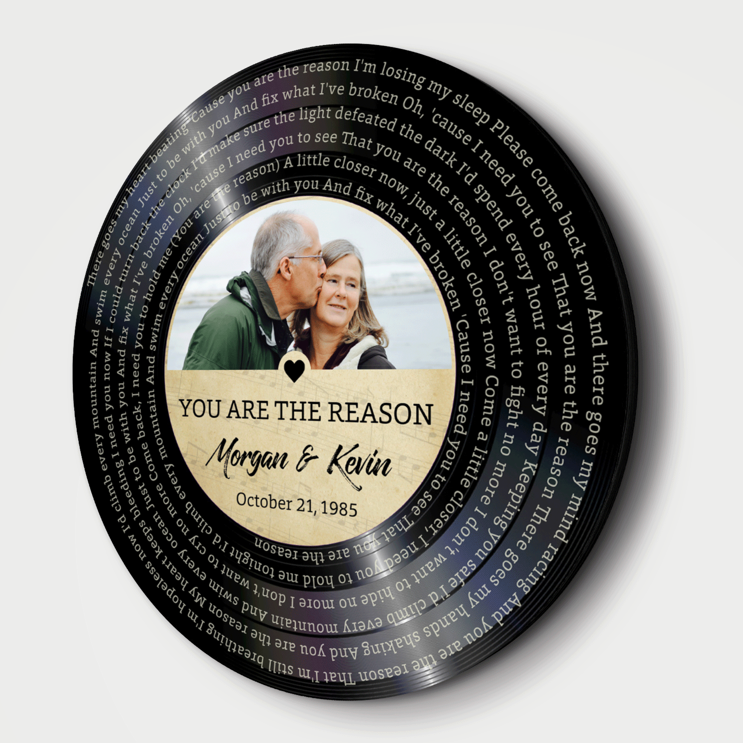 Custom Round Sign, Customizable Song Lyrics, Photo And Text, Vinyl Record, Gift For Couple