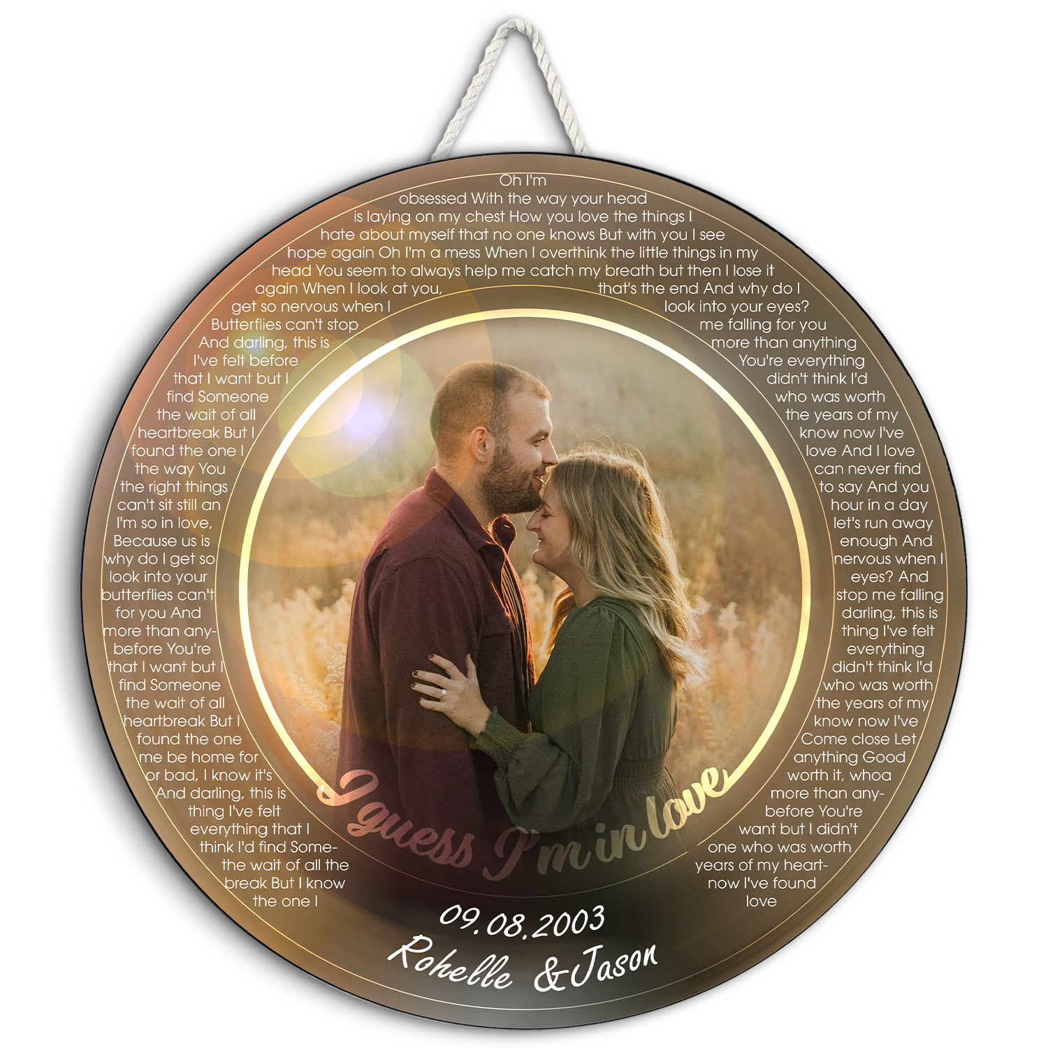 Custom Portrait From Photo, Name And Date, Round Wood Sign