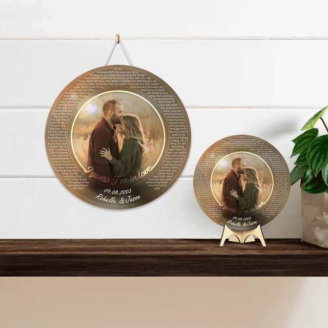 Custom Portrait From Photo, Name And Date, Round Wood Sign